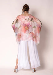 Olivine Silk Top – Pink Flower