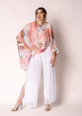 Olivine Silk Top – Pink Flower