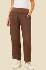 Bottega Tapered Linen Pants - Chocolate