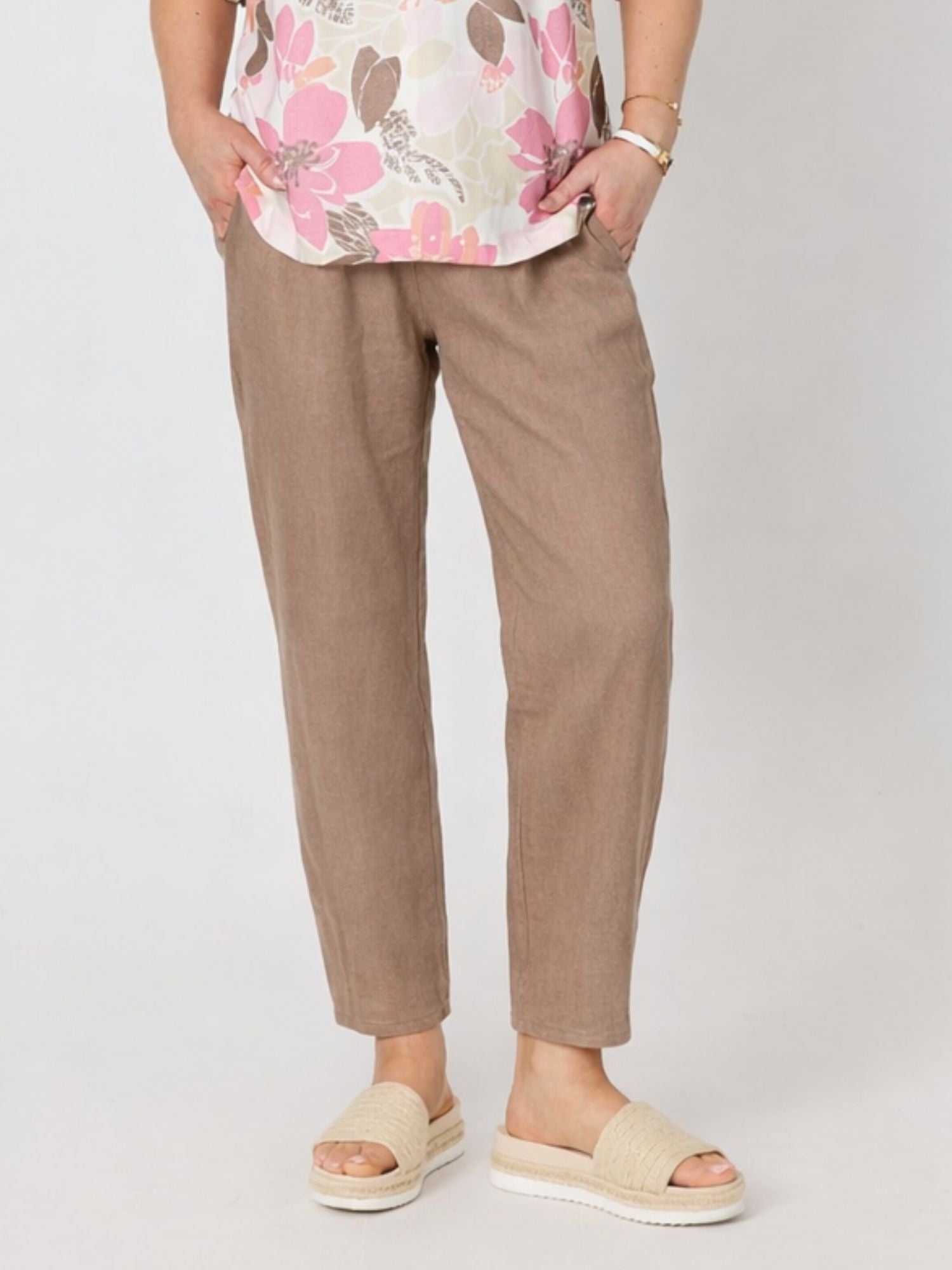 Sarah Linen Pant - Mocha