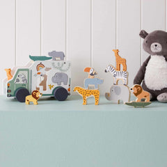 Wooden Rolling Animal Truck