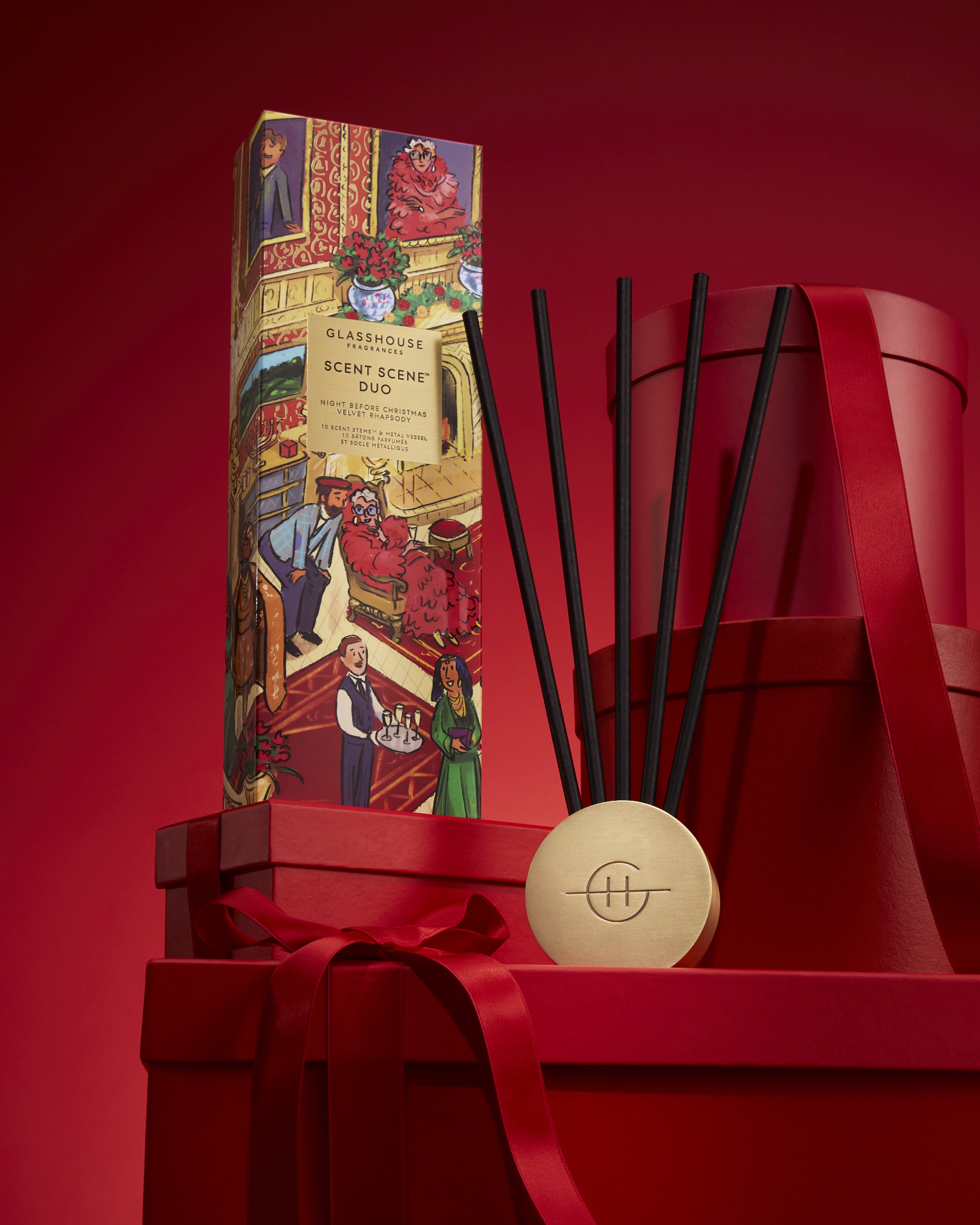 Glasshouse Christmas Scent Scene Duo styled as a festive home fragrance gift