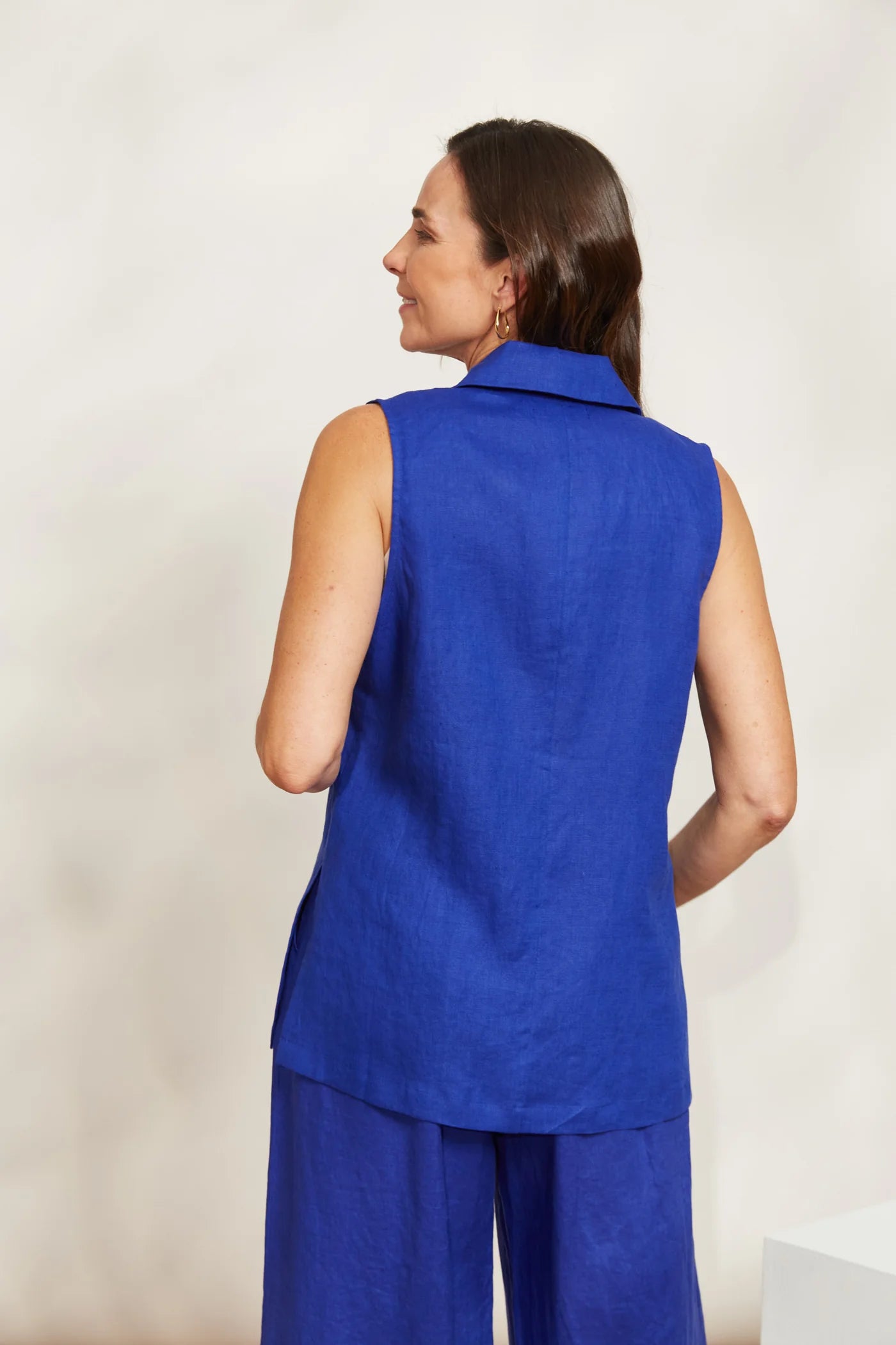 Linen Vest - Blue