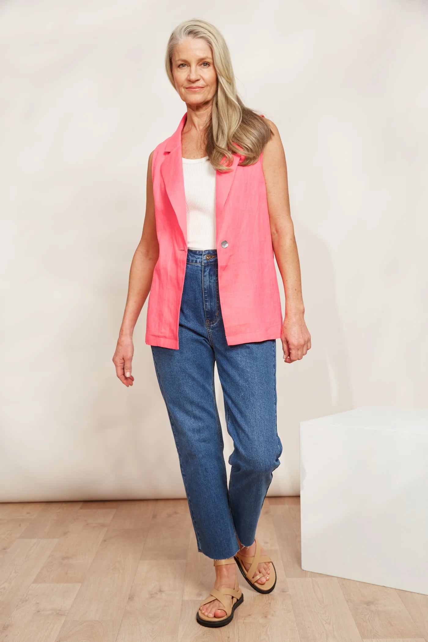 Linen Vest - Pink