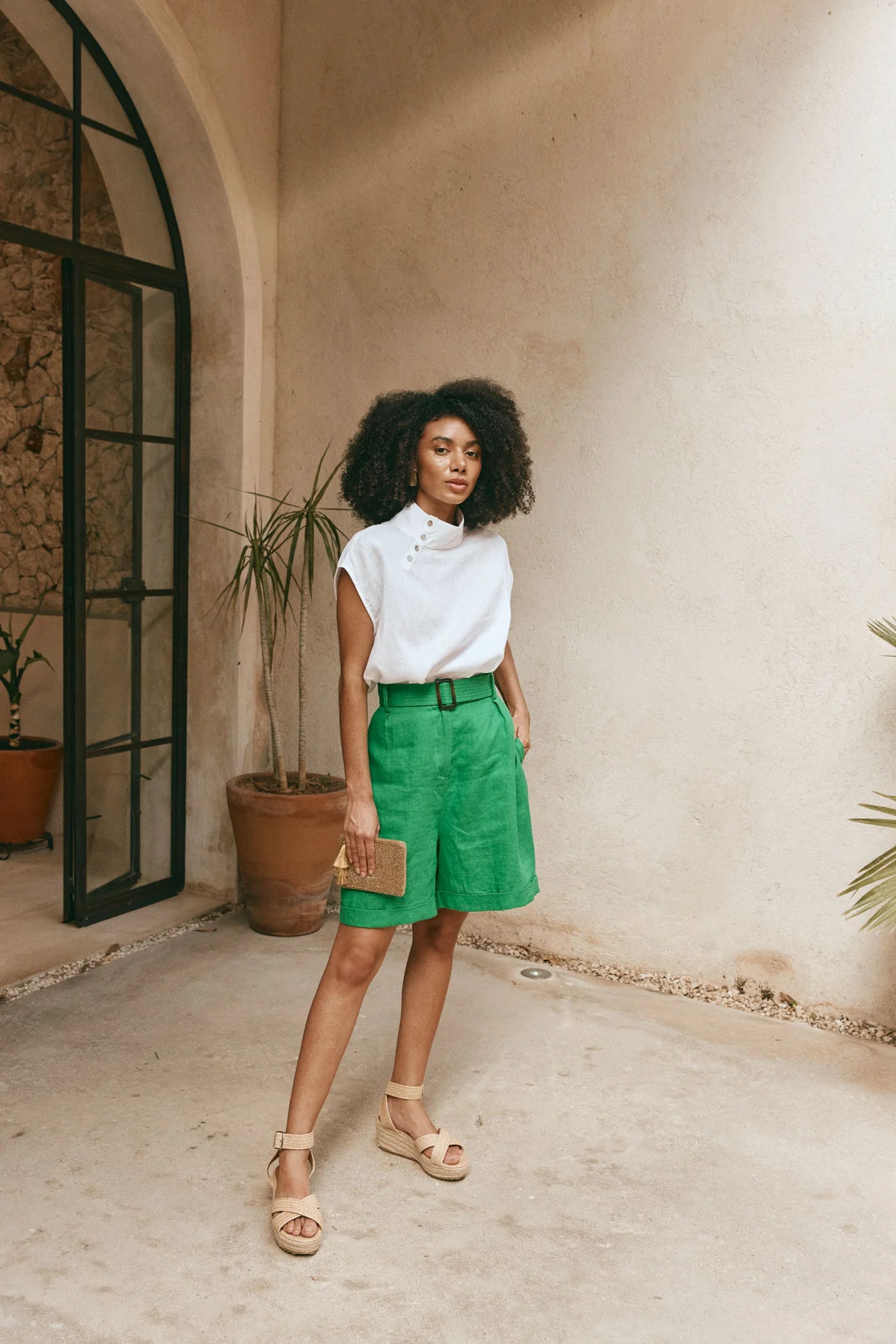 Summer Linen Shorts - Green