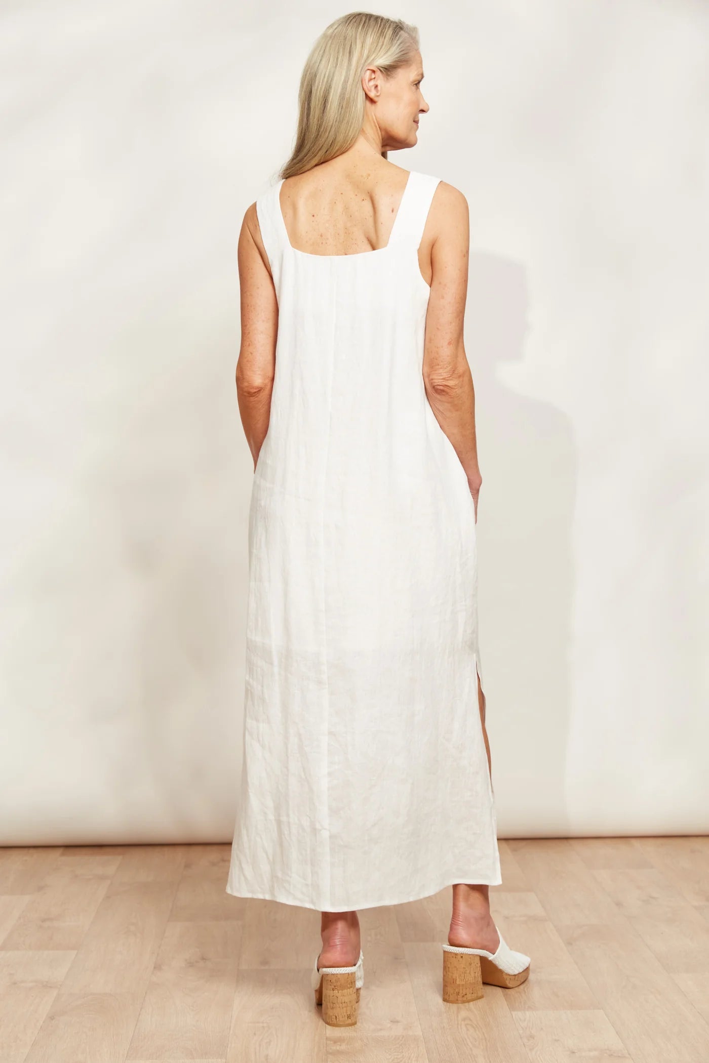 Linen Tank Dress - White