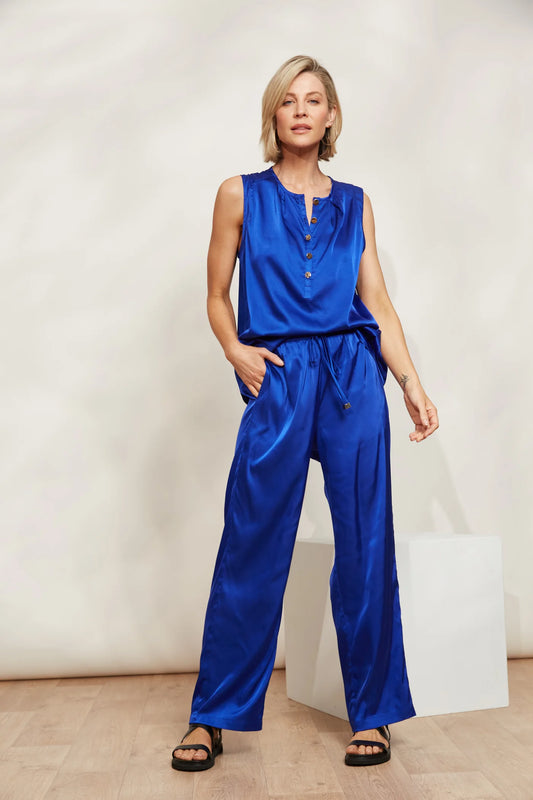 Luxe Straight-Leg Pants - Blue