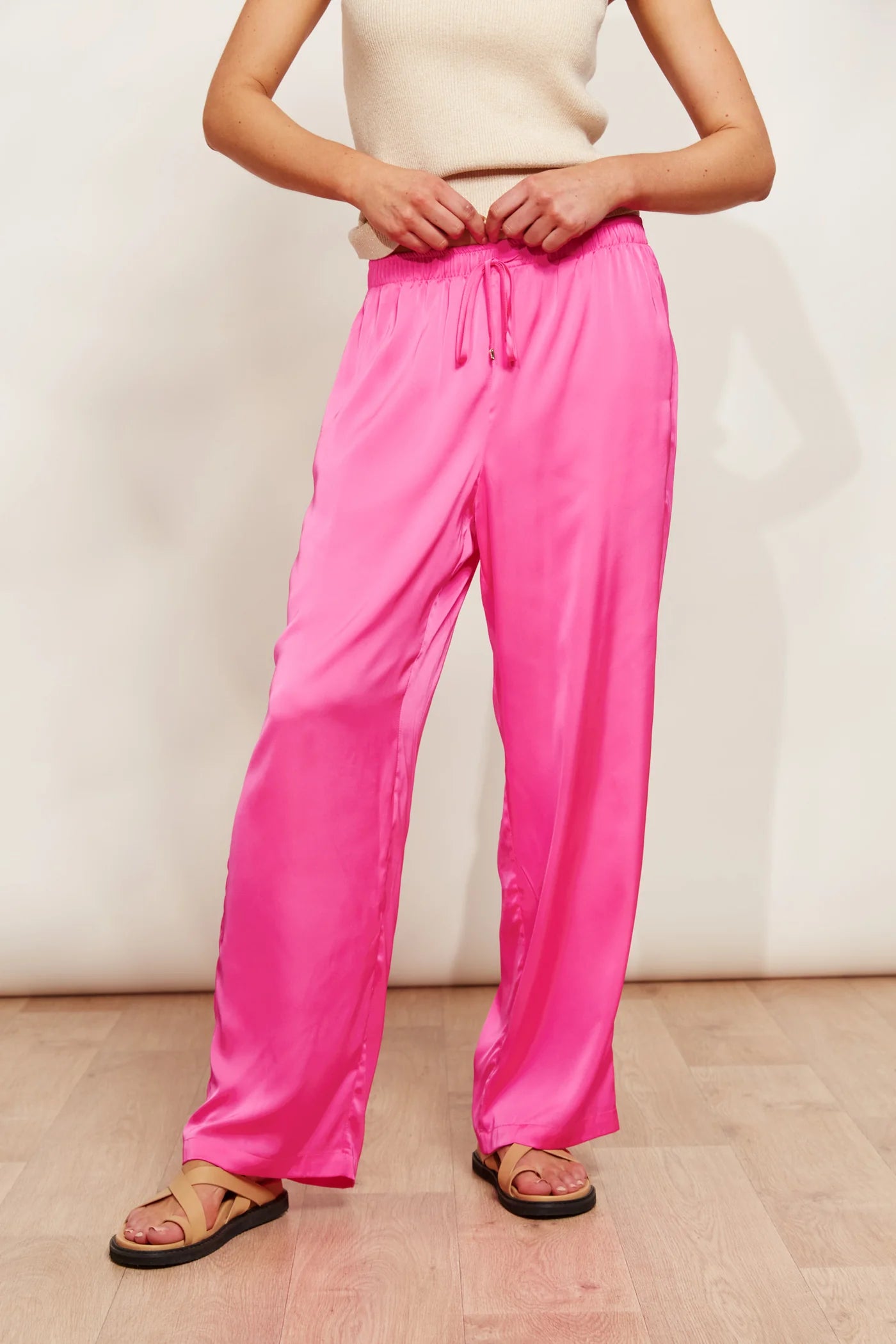 Luxe Straight-Leg Pants - Pink