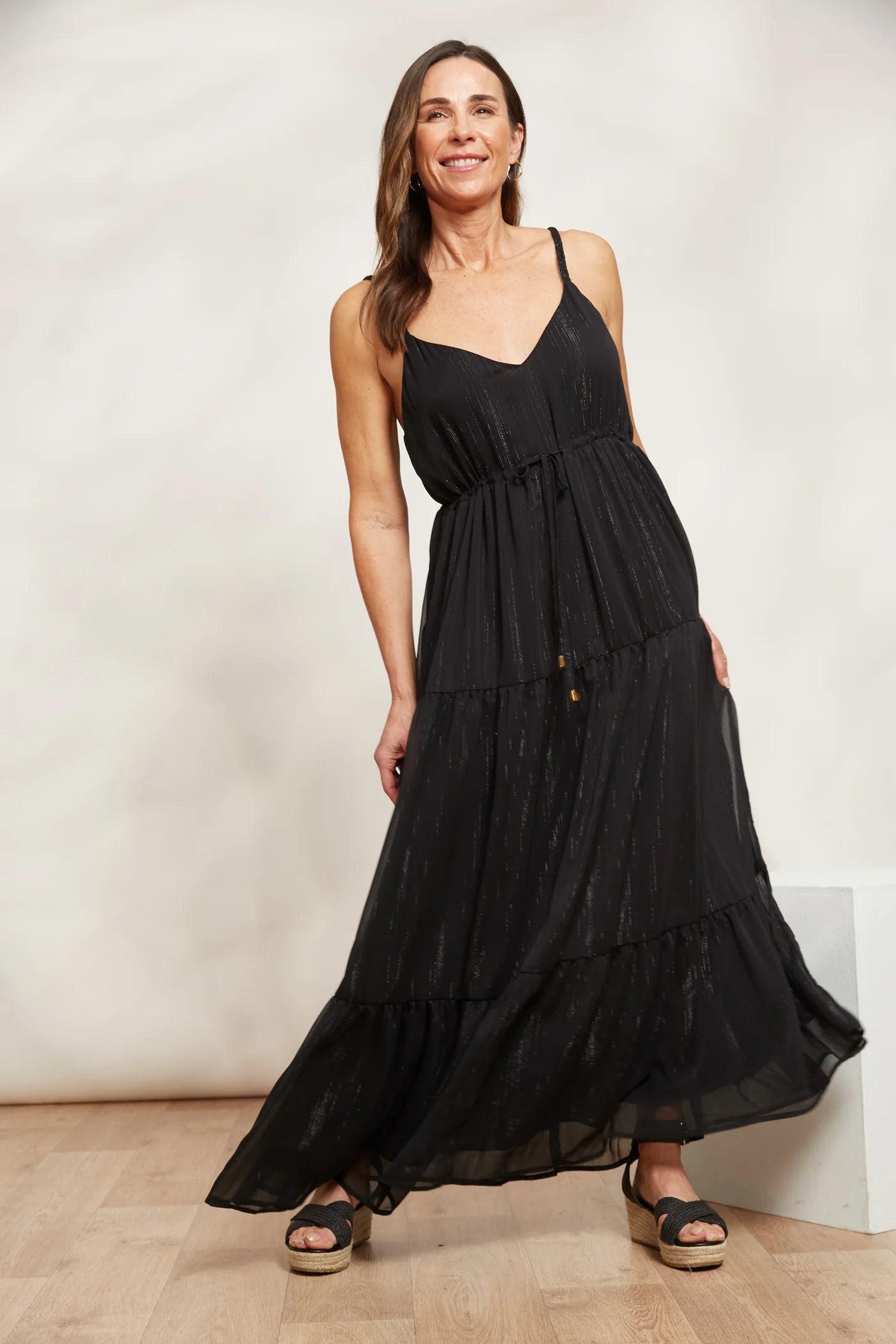 Shimmering Tank Maxi Dress - Black