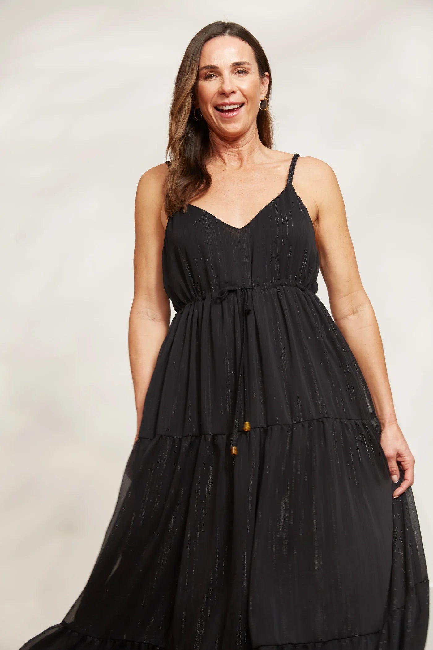 Shimmering Tank Maxi Dress - Black