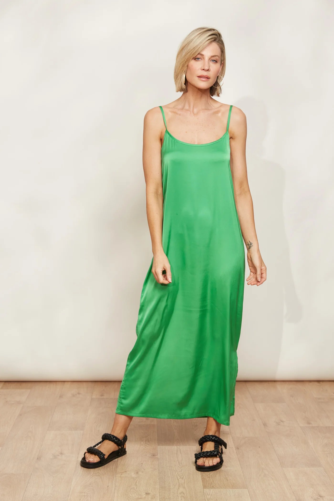 Silky Tank Maxi Dress - Green