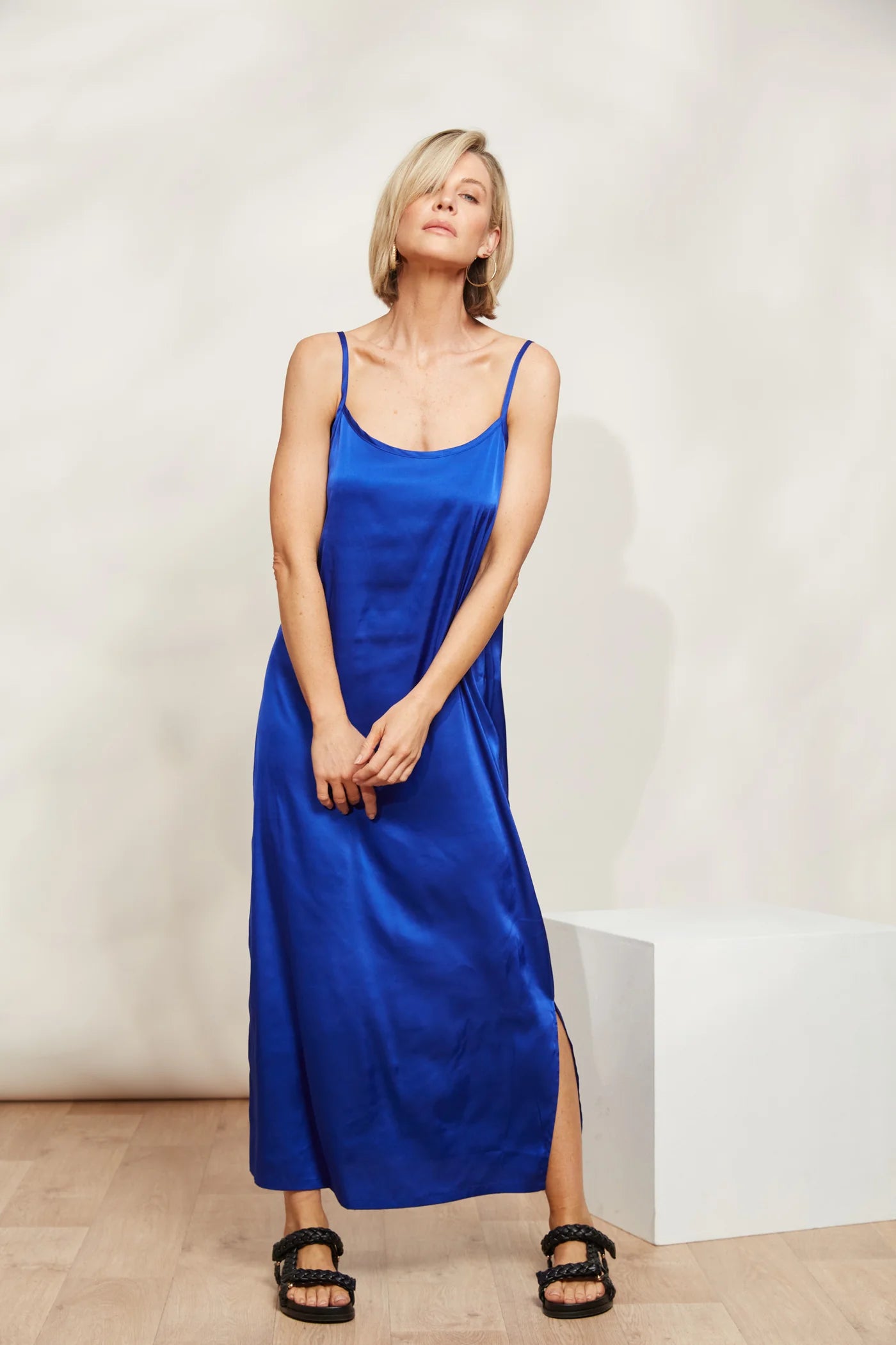 Silky Tank Maxi Dress - Blue