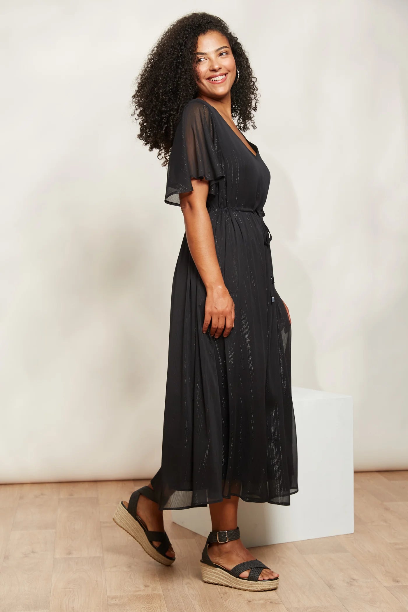 Maxi Dress with Sparkling Details - Black