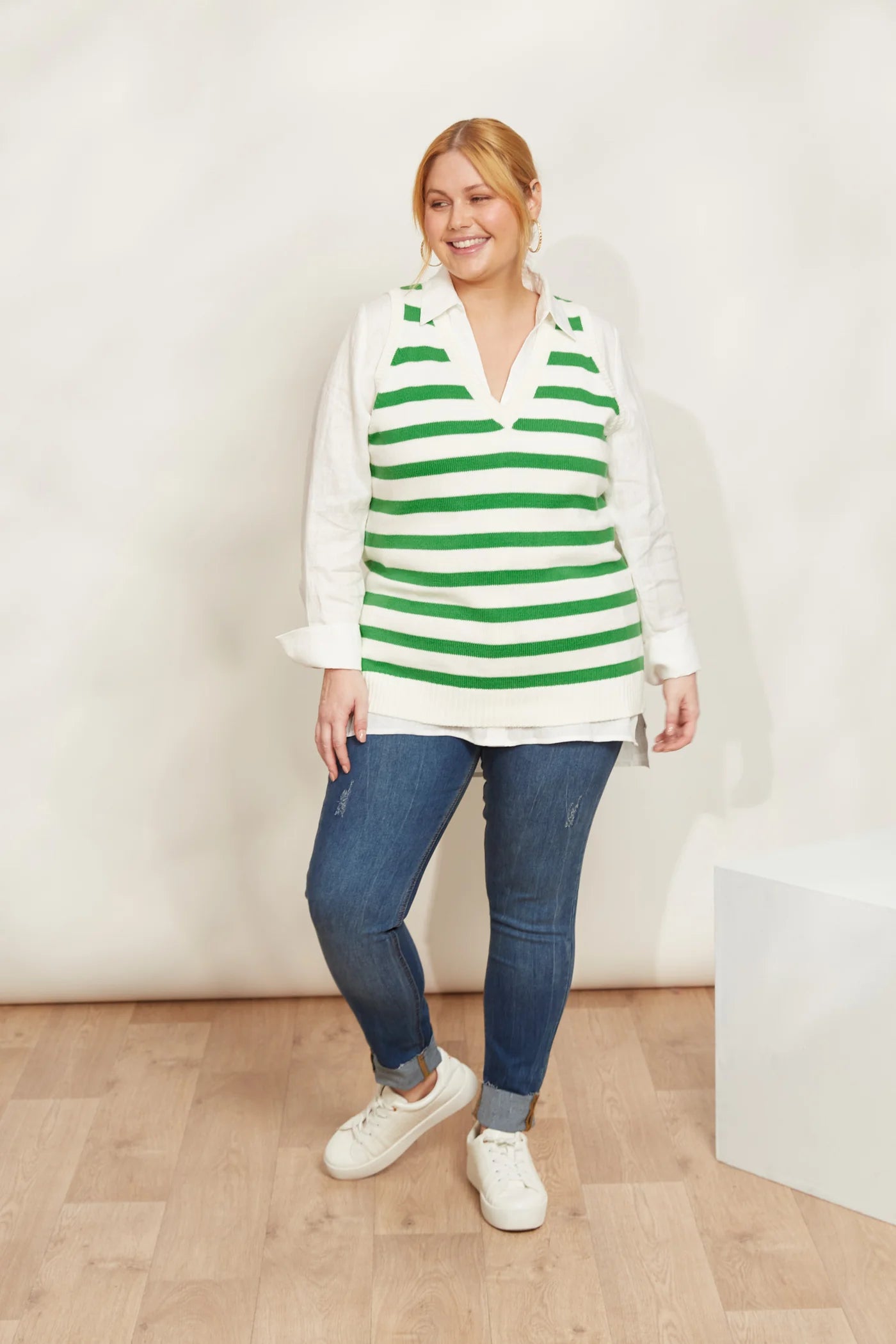 Striped Knit Vest - Green