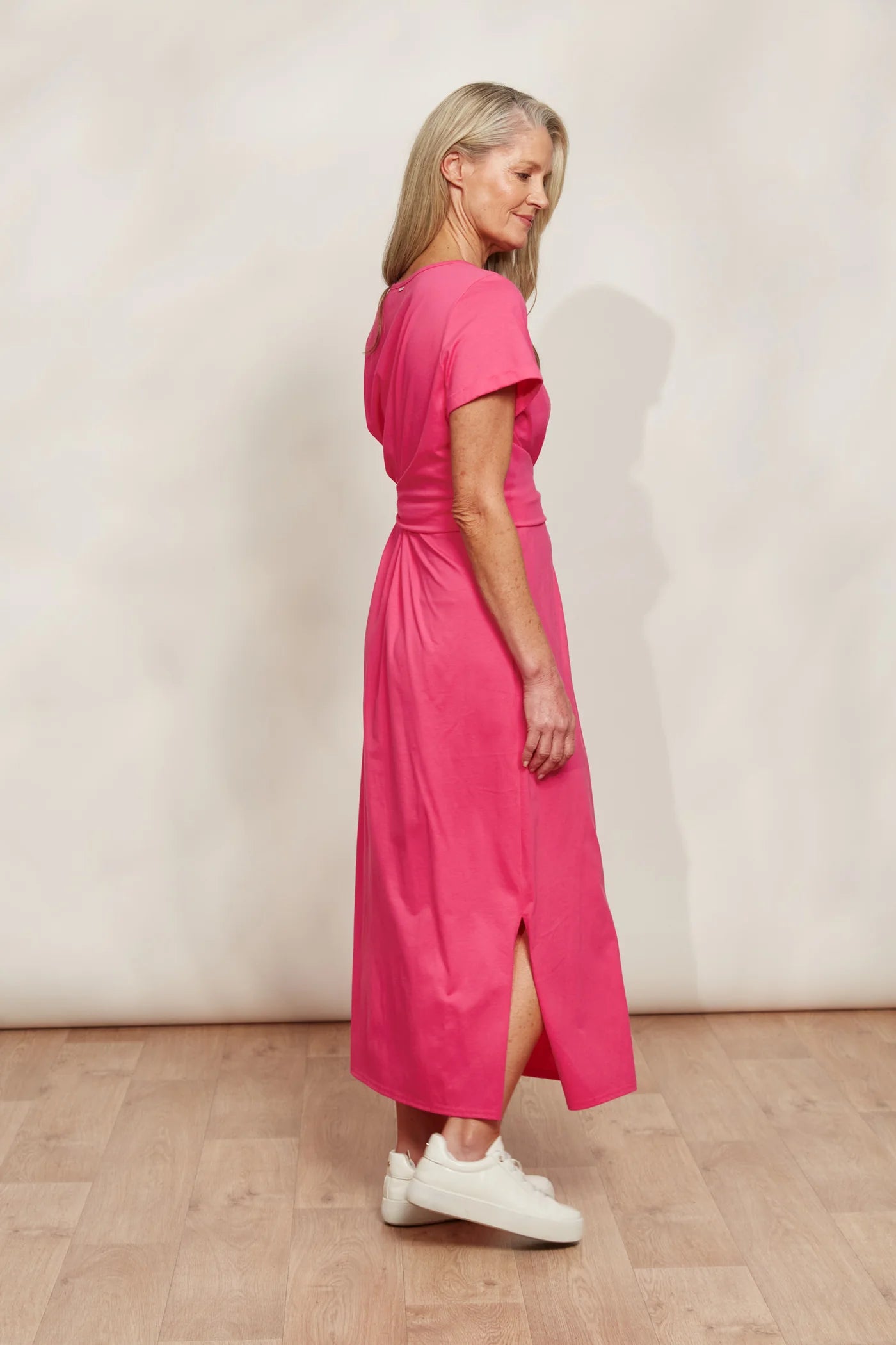 Mock Wrap Tie Dress - Pink