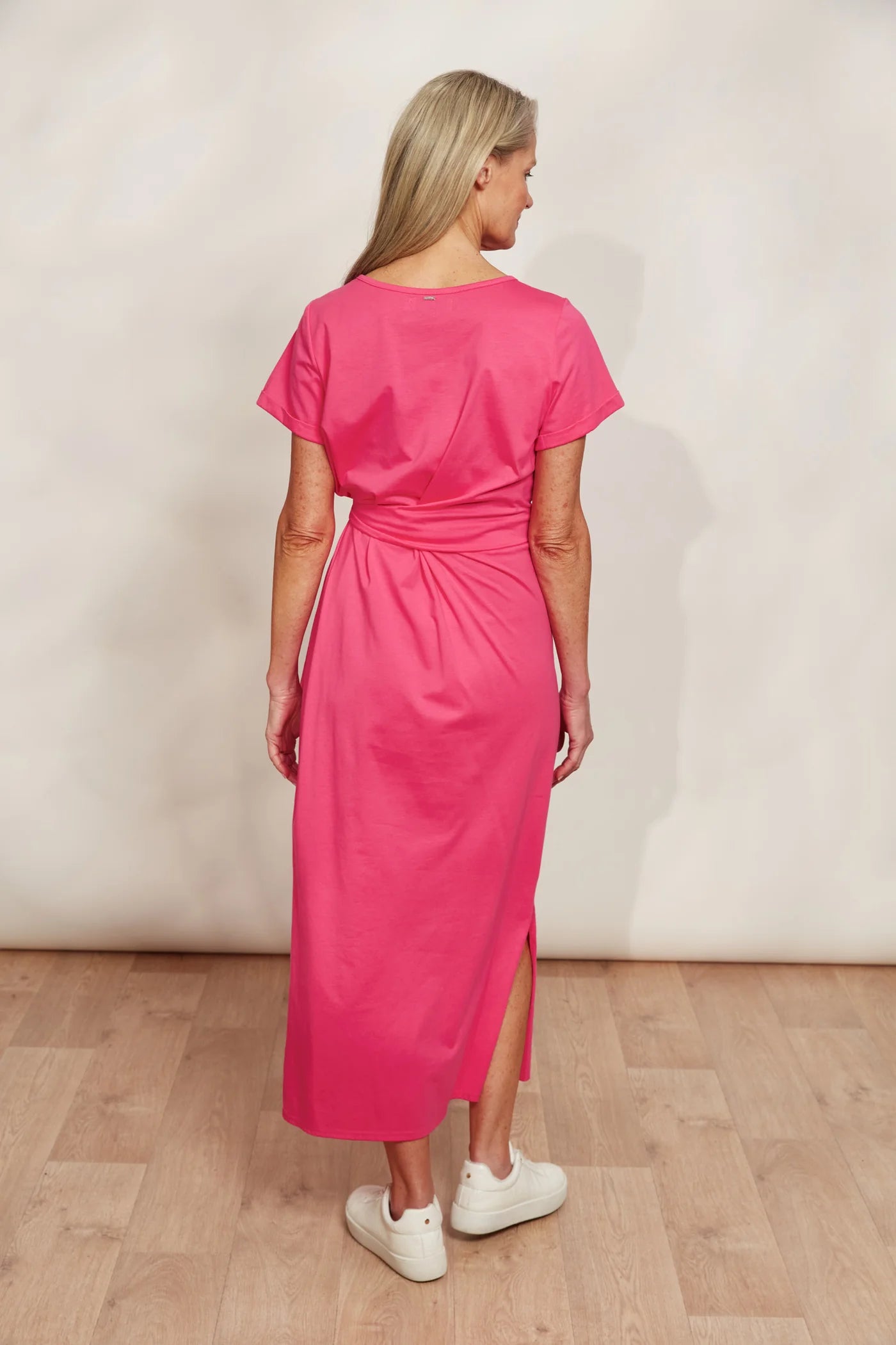 Mock Wrap Tie Dress - Pink