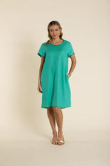 Linen Frill Trim Dress