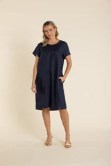 Linen Frill Trim Dress