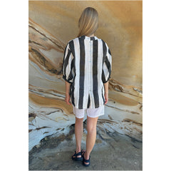 Striped Linen Blouse - Black & White