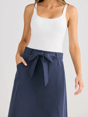 Cotton Midi Skirt - Navy
