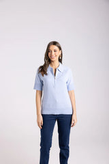 Zip Knit Polo – Chic Zip-Up Collar Top