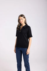 Zip Knit Polo – Chic Zip-Up Collar Top