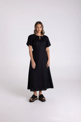 Two-T's Linen Midi Dress - Black