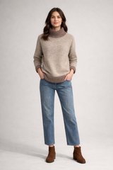 Fria Two Tone Rib Jumper - Mocha