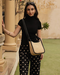 Clare Raffia Black Shoulder Bag