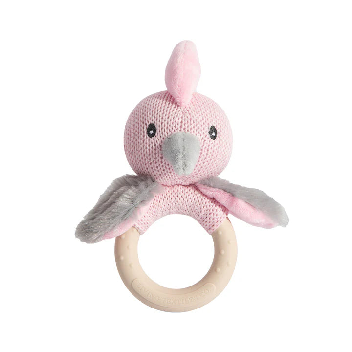 Galah Knitted Rattle with Silicone Teether