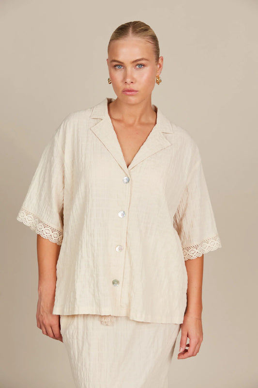 Fleur Lace Detail Shirt - Canvas