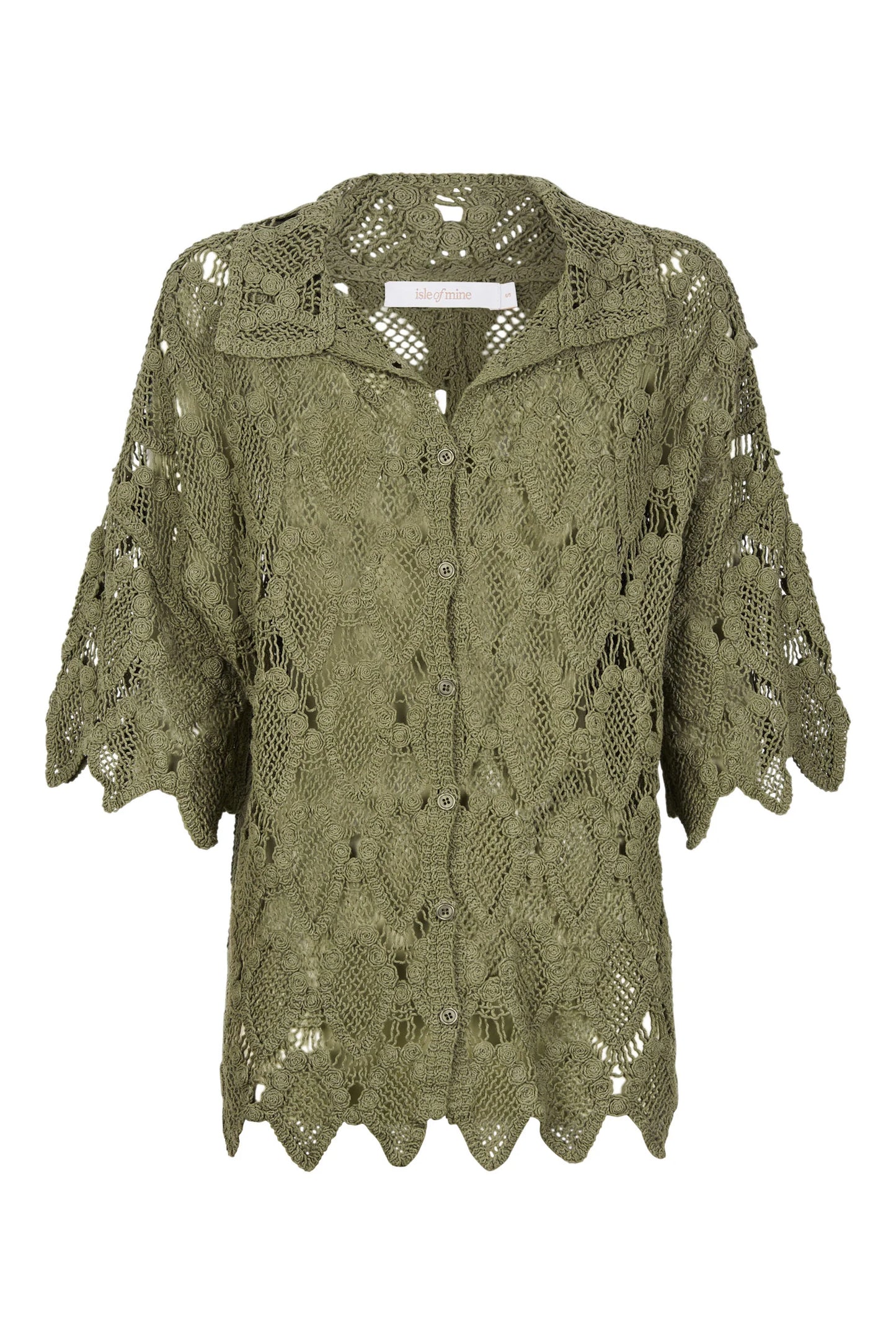 Lace Knit Beach Shirt - Olive