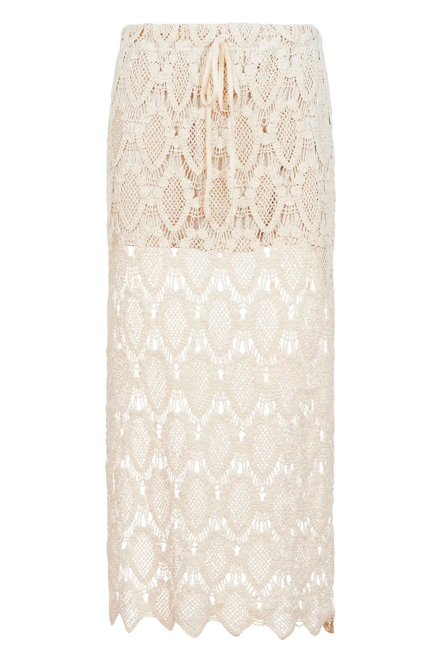 Sheer Lace Midi Skirt - Canvas