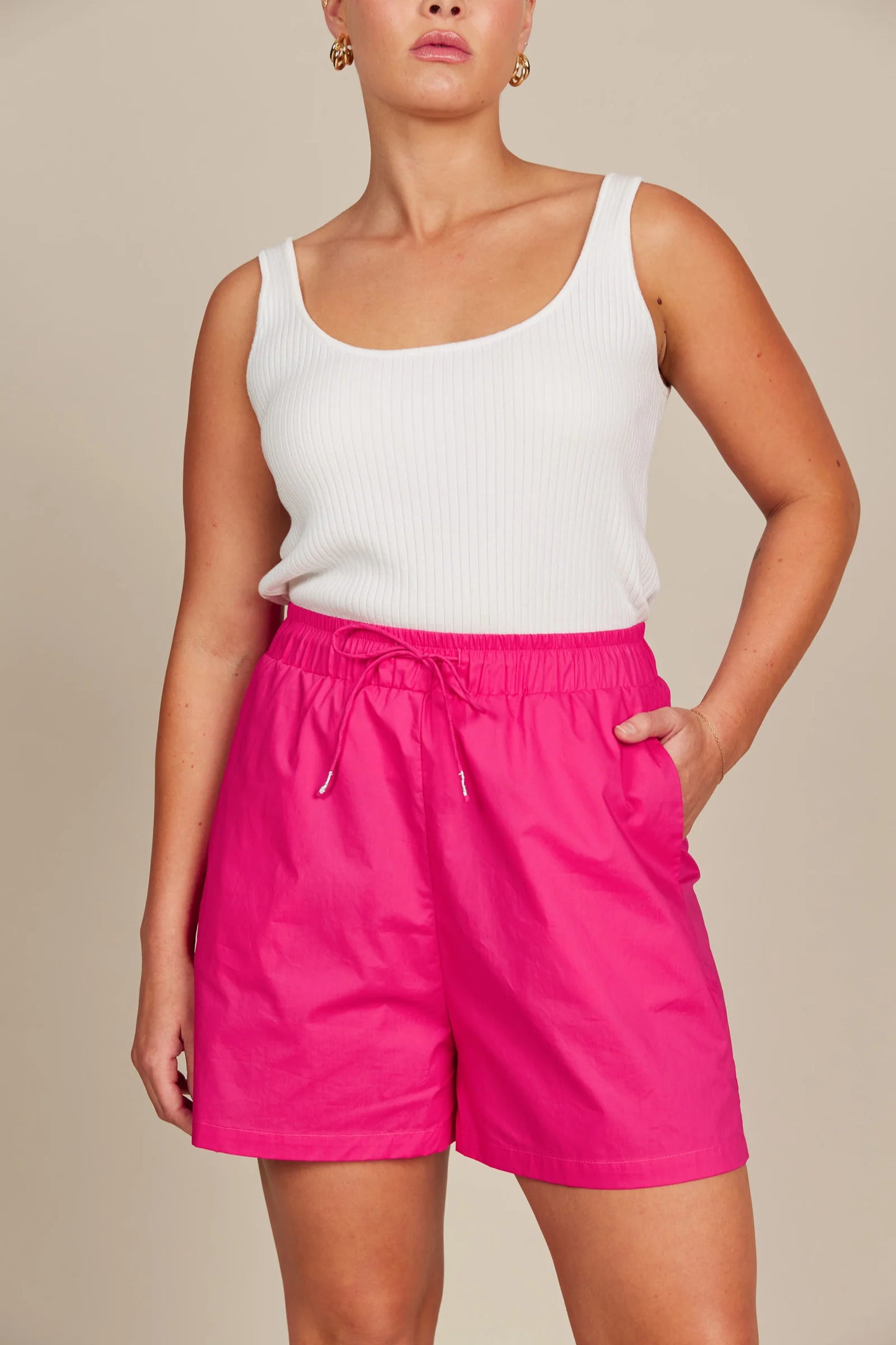 Breezy Cotton Summer Shorts - Raspberry