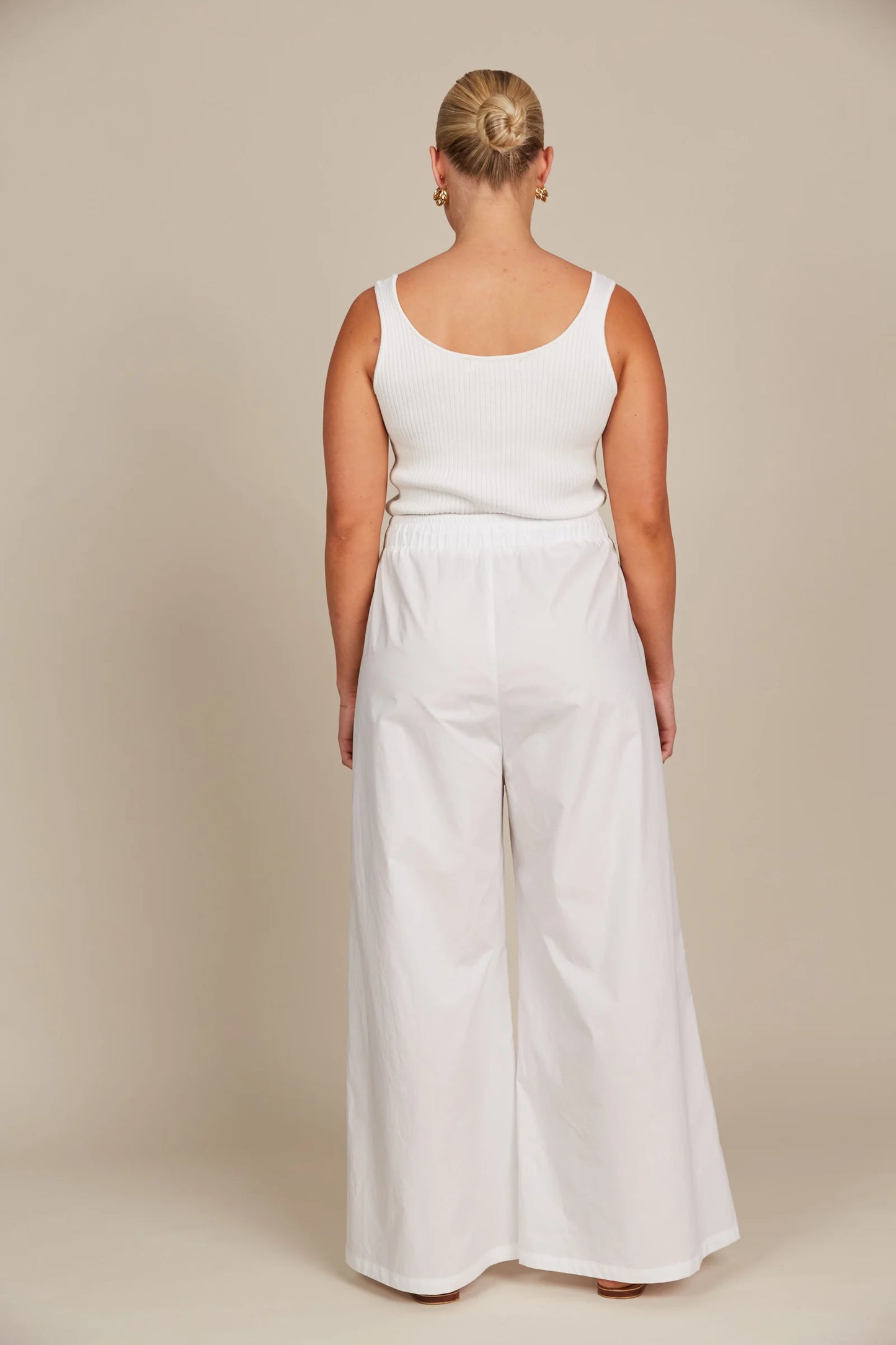 High-Rise Wide Leg Pants - White