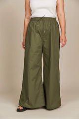 High-Rise Wide Leg Pants - Olive