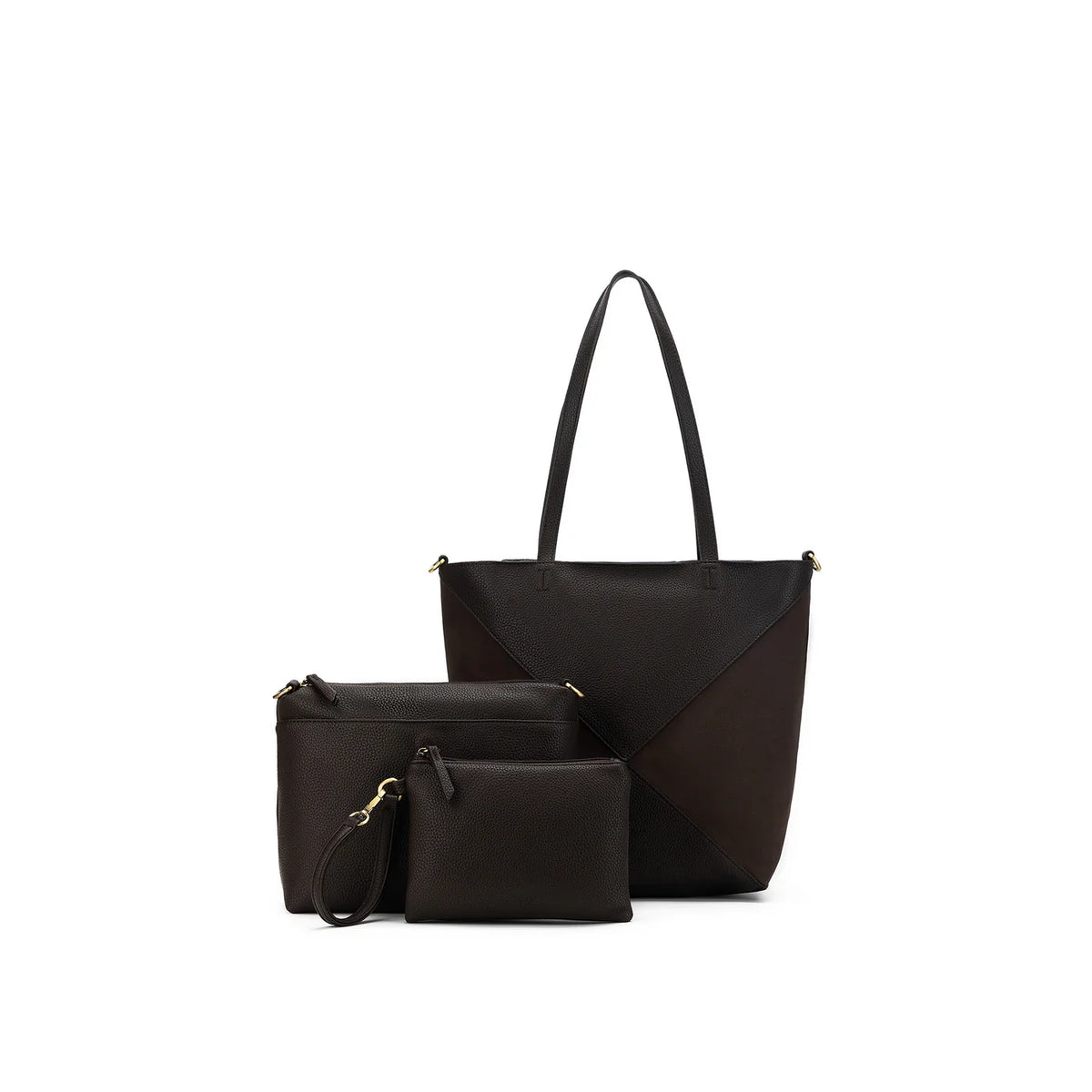 Renee 3 Piece Suedette Handbag - Coco