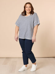 Zara Stretch Pant - Navy styled