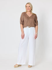 Anna Linen Top - Mocha