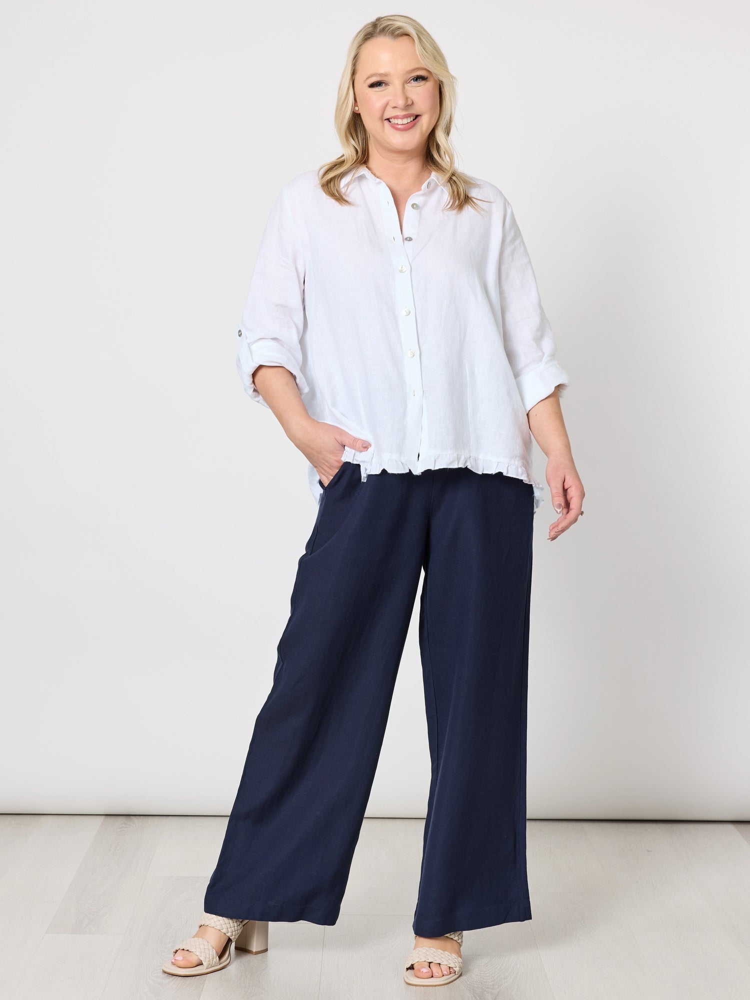 Luella Linen Pant - Navy