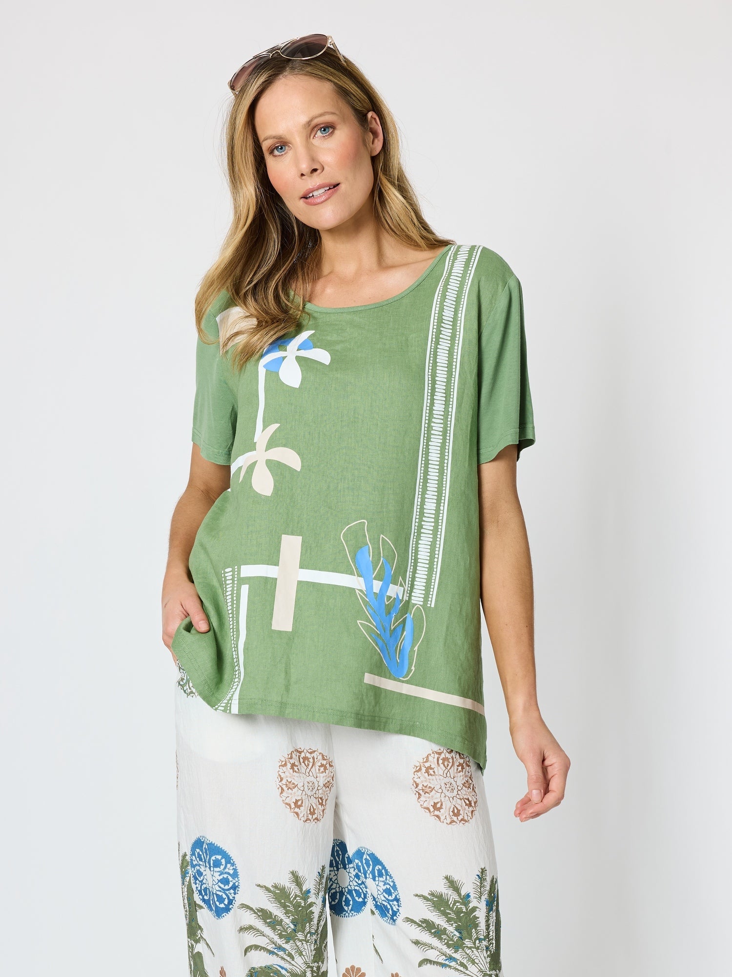 Bay Leaf Top - Fern Multi