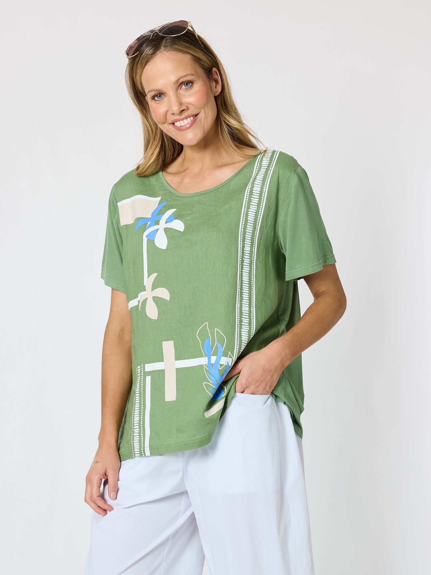 Bay Leaf Top - Fern Multi