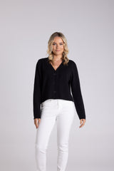 Boucle Knitted Cardigan - Black