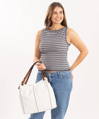 Sassy Duck Margot Shoulder Bag in White detail view