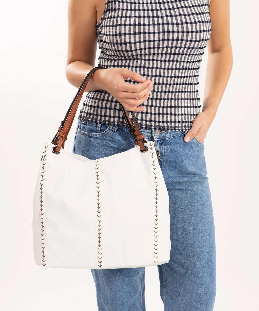 Sassy Duck Margot Shoulder Bag in White styled shot