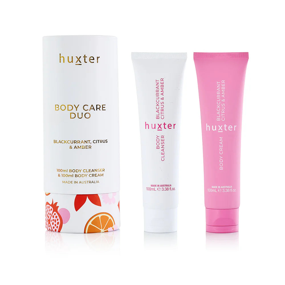 Huxter Festive Gift Set - Body Care Duo –  Body Cream & Body Wash - Blackcurrant, Citrus & Amber