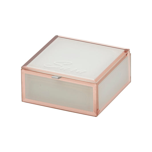 White & Rose Gold Glass Jewellery Box