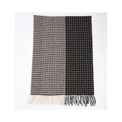 Bailey Scarf – Black Vibrant Check Acrylic Scarf with Fringe Detail