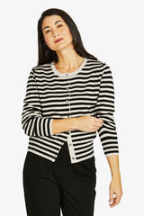 Jump Mono Stripe Cardi in Barley/Black - detail view