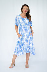 White Blue Floral Dress